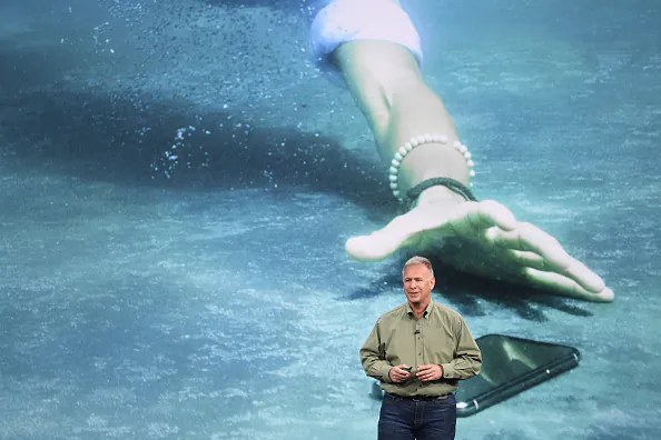 Phil Schiller, senior vice president of worldwide marketing at Apple Inc., speaks during an event at the Steve Jobs Theater in Cupertino, California, U.S., on Wednesday, Sept. 12, 2018. (David Paul Morris/Bloomberg via Getty Images