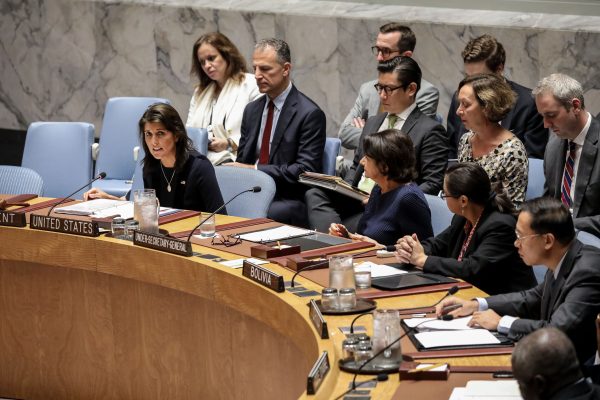 Ambassador Nikki Haley speaks during a meeting of the United Nations Security Council