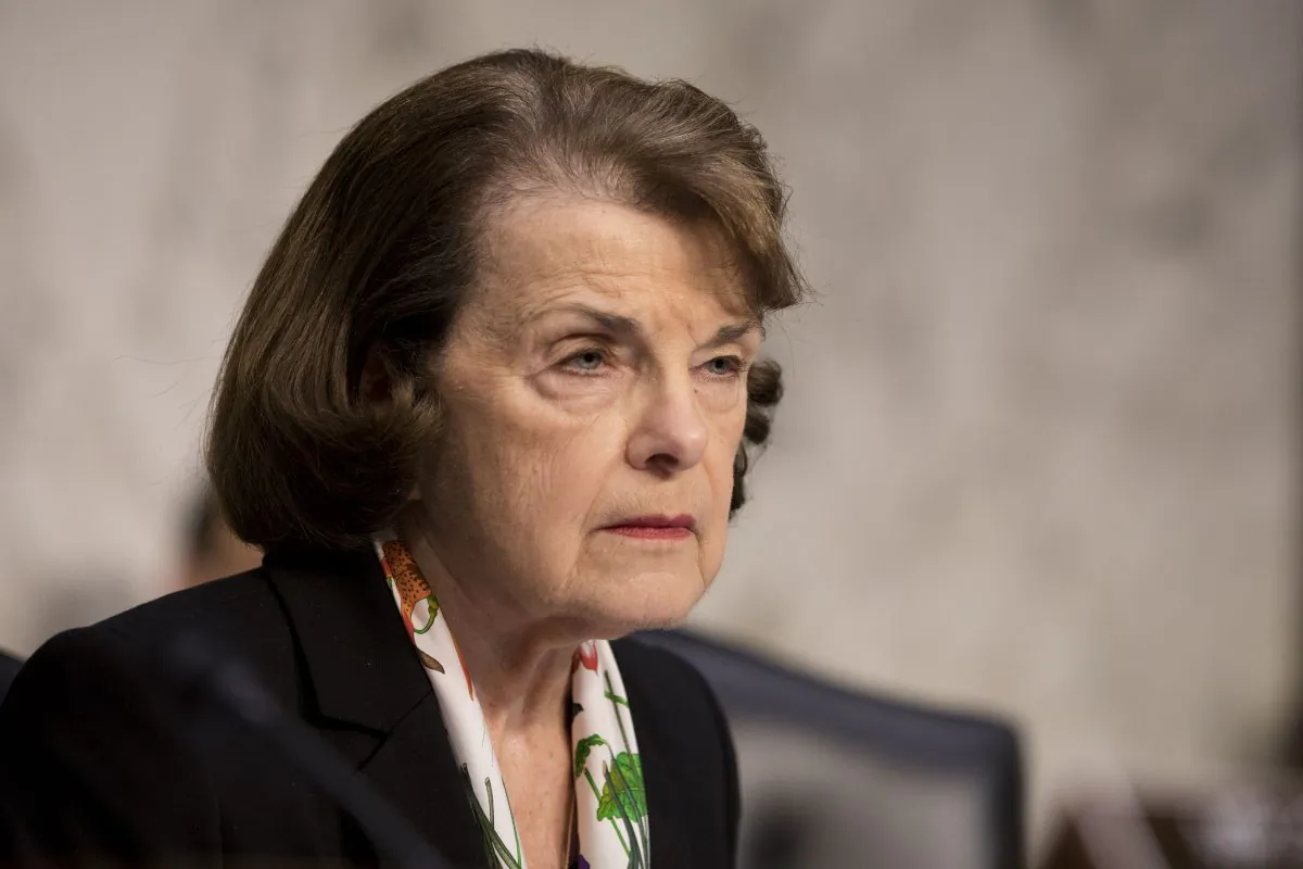 Ranking member Sen. Dianne Feinstein (D-Calif.) during a hearing about the massacre at Marjory Stoneman Douglas High School in the Hart Senate Office Building on Capitol Hill in Washington on March 14, 2018. (Samira Bouaou/The Epoch Times)