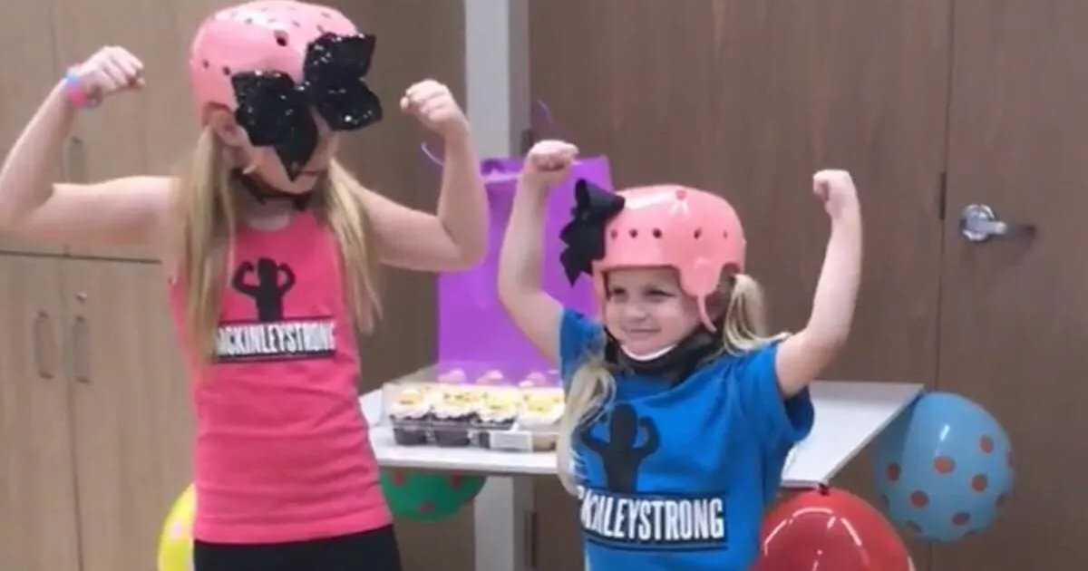 Big sister Miley shows great support for McKinley Blue as she recovers from her brain injury (Courtesy of Jessica Blue)