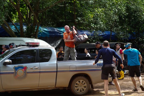British caver Vernon Unsworth gets out of a pickup truck