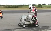 Jet-Powered Shopping Trolley Races a Garden Shed and a Toilet