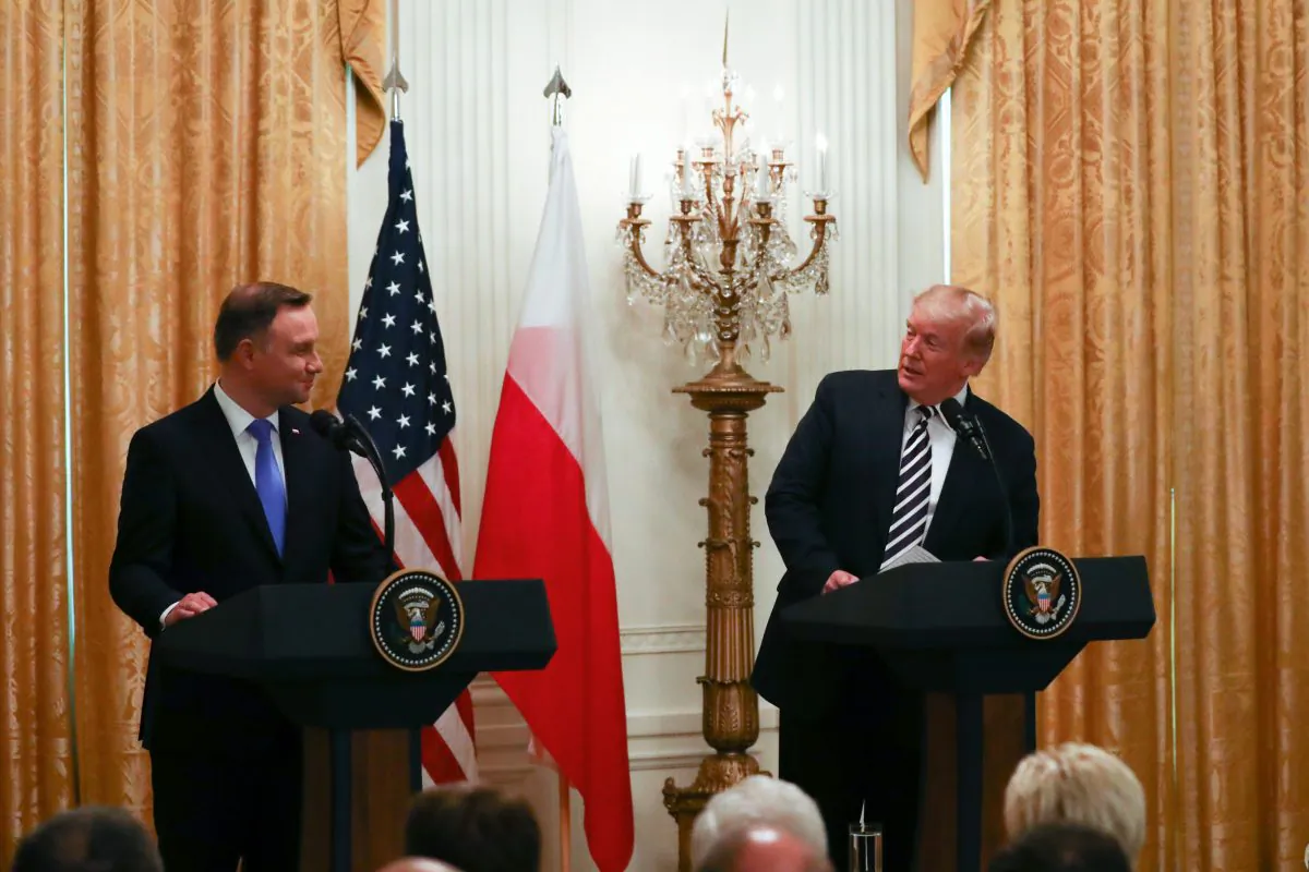 President Donald Trump holds a joint press conference with the Polish President Andrzej Duda in the East Room of the White House in Washington on Sept. 18, 2018. (Charlotte Cuthbertson/The Epoch Times)