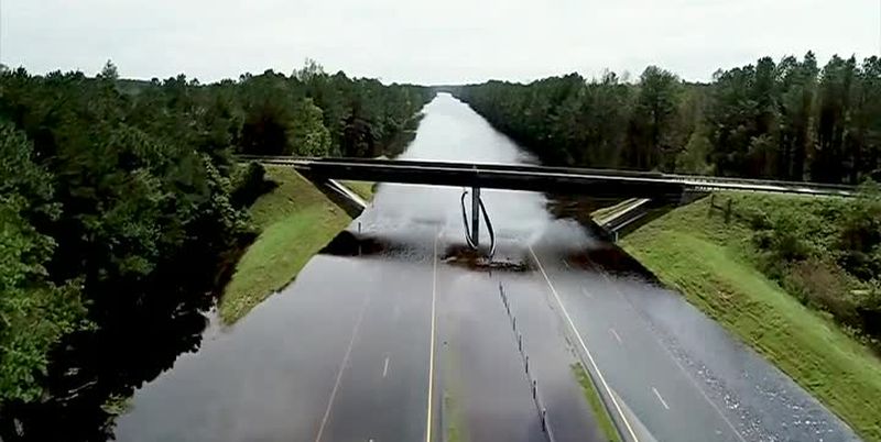 I 40 In North Carolina Turns Into A River Due To Florence