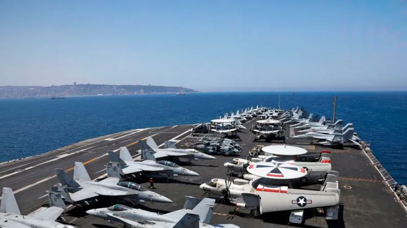 A death occurred due to an accident on the USS George H.W. Bush on Sept. 17, 2018. This general view of the dock of the carrier. On July 2017. (Ronen Zvulun/AFP/Getty Images)