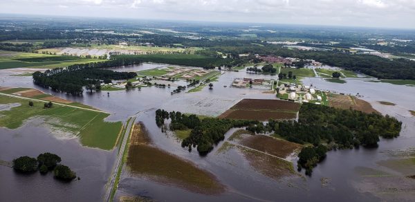Aerial view of flooding in North Carolina