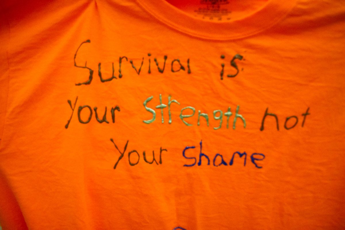 A part of the Clothesline Project that has a message from a survivor of domestic violence and or their loved one at Safe Homes of Orange County in Neuburgh on Oct. 2, 2015. The display was to recognize the beginning of Domestic Violence Awareness Month. (Holly Kellum/ Epoch Times)
