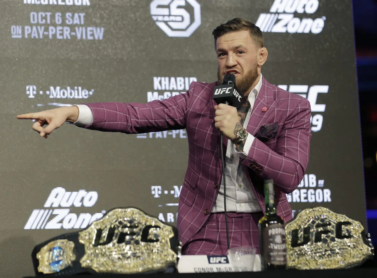Conor McGregor participates in a news conference in New York on Sept. 20, 2018. (AP Photo/Seth Wenig)