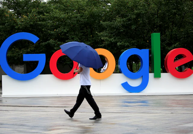 A Google sign is seen during the WAIC (World Artificial Intelligence Conference) in Shanghai, China, Sept. 17, 2018. (Reuters/Aly Song)