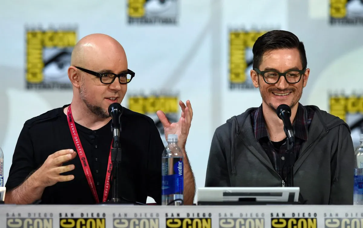 Michael Dante DiMartino (L) and Bryan Konietzko attend 2014 Comic-Con in San Diego on July 25, 2014. (Ethan Miller/Getty Images)