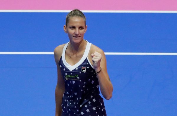 Karolina Pliskova celebrates victory