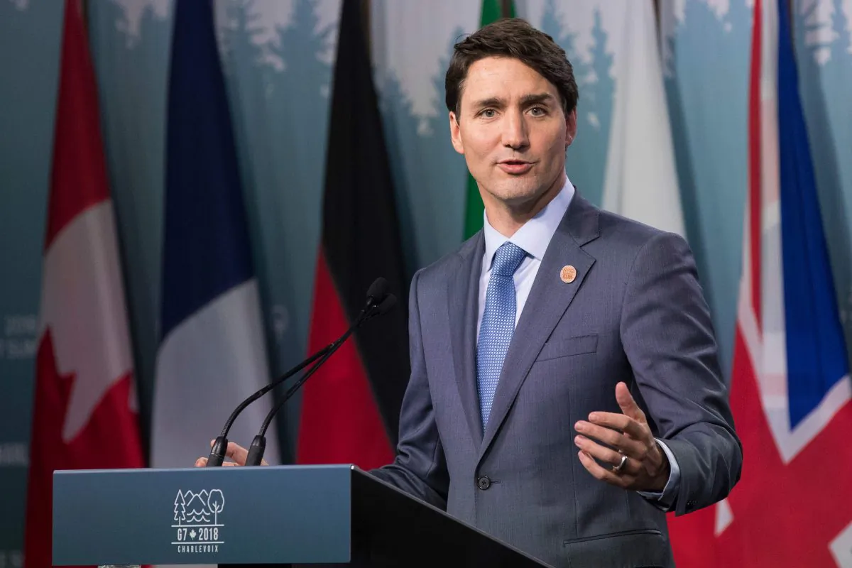 Canadian Prime Minister Justin Trudeau addresses a press conference at the conclusion of the G7 summit in Quebec, on June 9, 2018. Remarks made by Trudeau at the press conference angered U.S. President Donald Trump, resulting in Canada being sidelined in NAFTA negotiations. (LARS HAGBERG/AFP/Getty Images)
