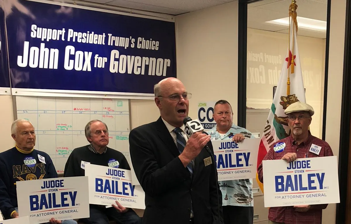 Steven Bailey speaks during a press conference in Burlingame, Calif. on May 24, 2018.  (Nathan Su/The Epoch Times)
