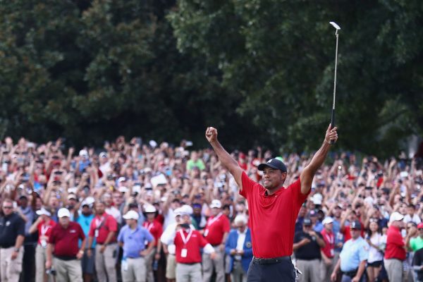 Tiger Woods celebrates victory