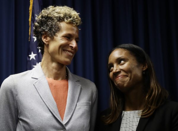 Andrea Constand reacts