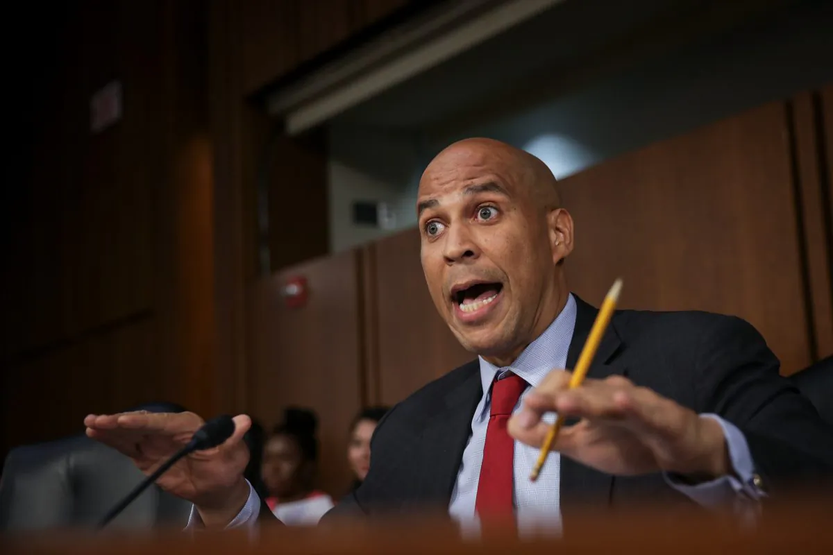 Sen. Cory Booker (D-N.J.) questions Supreme Court nominee Judge Brett Kavanaugh before the Senate Judiciary Committee on Capitol Hill, on Sept. 6, 2018. (Drew Angerer/Getty Images)