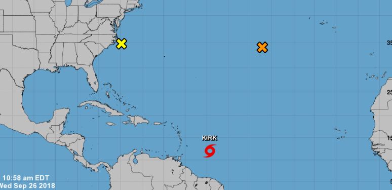 Tropical storm kirk and hurricane rosa formed