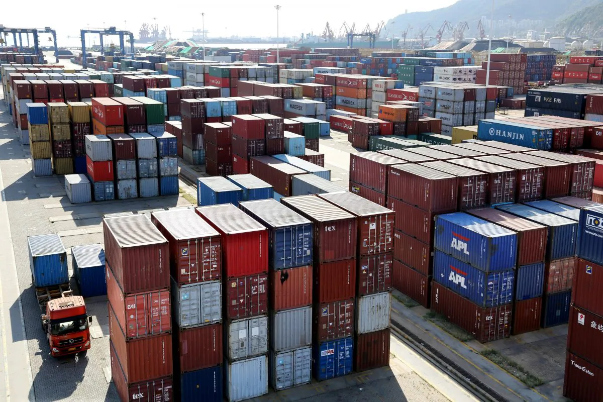 Shipping containers at a port in Lianyungang, Jiangsu Province, China on Sept. 8, 2018. (Stringer/Reuters) 