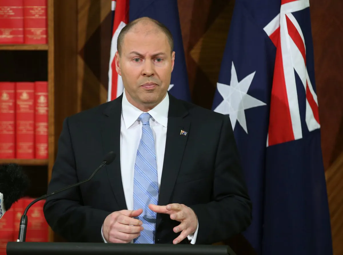 Australian Treasurer Josh Frydenberg speaks to the media during a press conference in Melbourne, Australia, Sept. 28, 2018. (AAP/David Crosling/via Reuters)
