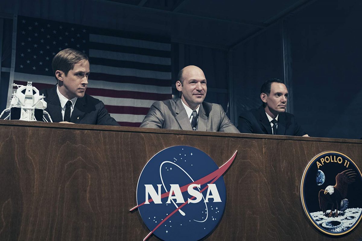 Ryan Gosling, Corey Stoll, and Lucas Hass at NASA panel