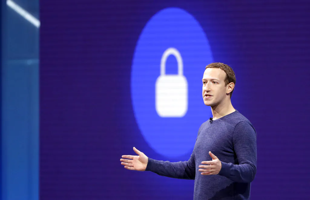Facebook CEO Mark Zuckerberg makes the keynote speech at F8, Facebook's developer conference, in San Jose, Calif., on May 1, 2018. (AP Photo/Marcio Jose Sanchez)
