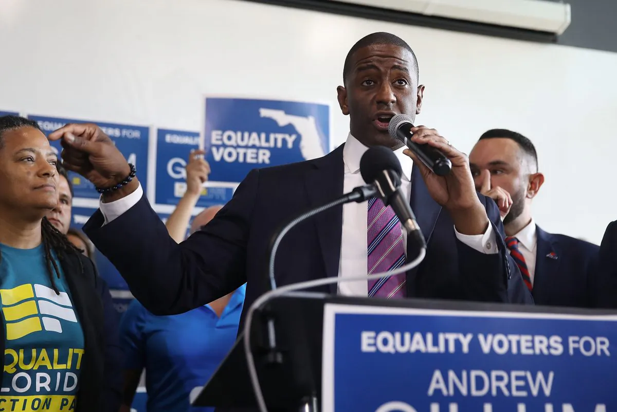 Democratic Florida gubernatorial nominee Andrew Gillum speaks at a campaign rally in Miami, Fla., on Sept. 24, 2018. (Joe Raedle/Getty Images)