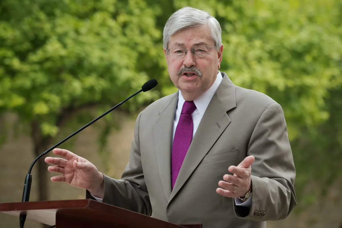 US Ambassador to China Terry Branstad speaks to the media during a press conference at his residence in Beijing on June 28, 2017. (NICOLAS ASFOURI/AFP/Getty Images)