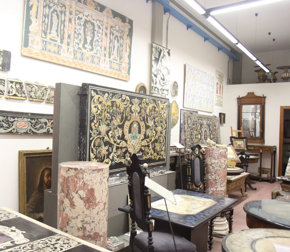 Historic scagliola pieces, Florence.
