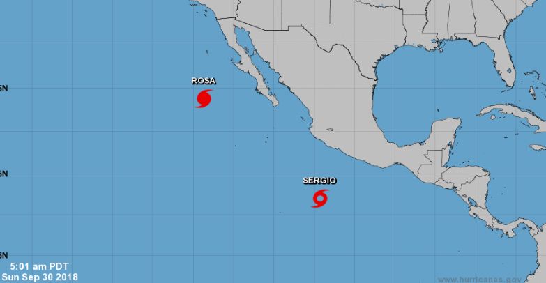 tropical storm sergio in the pacific ocean
