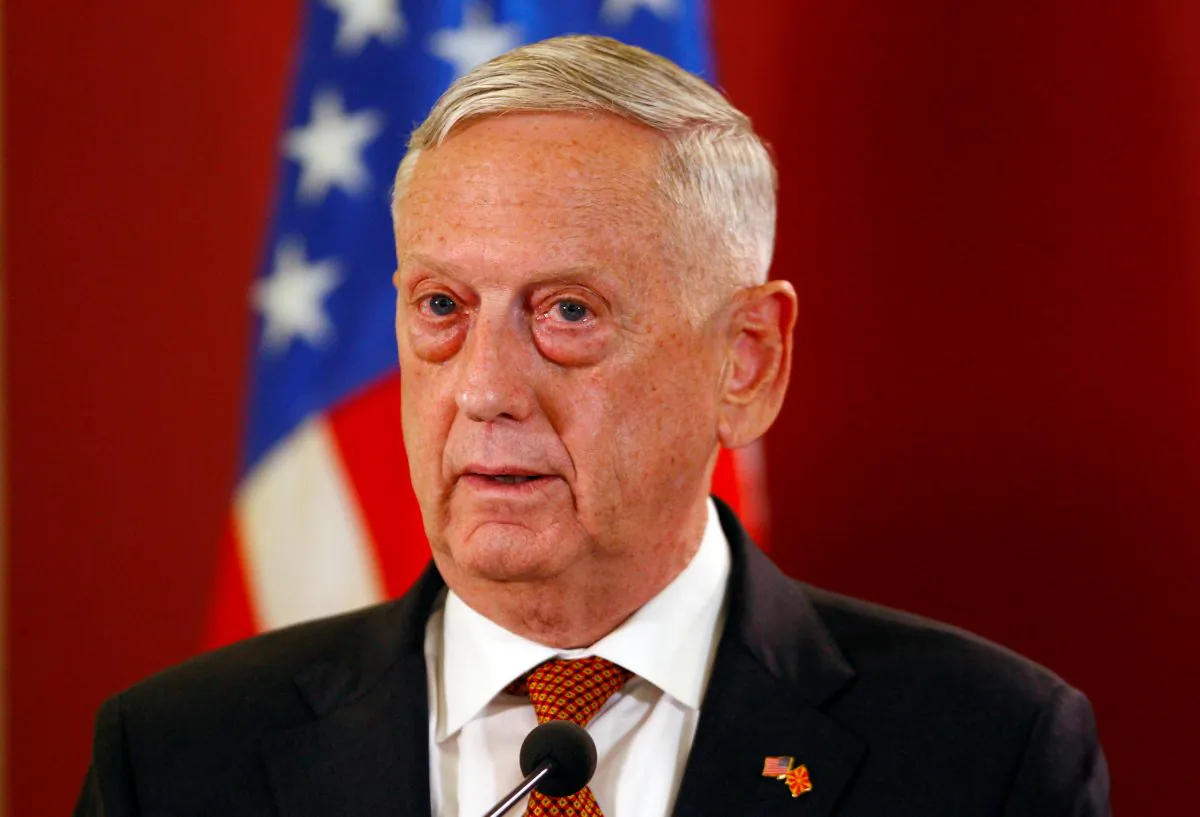 U.S. Secretary of Defense James Mattis attends a news conference in Skopje, Macedonia on Sept. 17, 2018. (Ognen Teofilovski/Reuters)