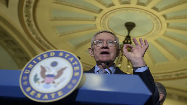 In this Sept. 13, 2016 file photo, Senate Minority Leader Sen. Harry Reid of Nev. speaks to reporters during a news conference on Capitol Hill in Washington. (AP Photo/Susan Walsh, File)