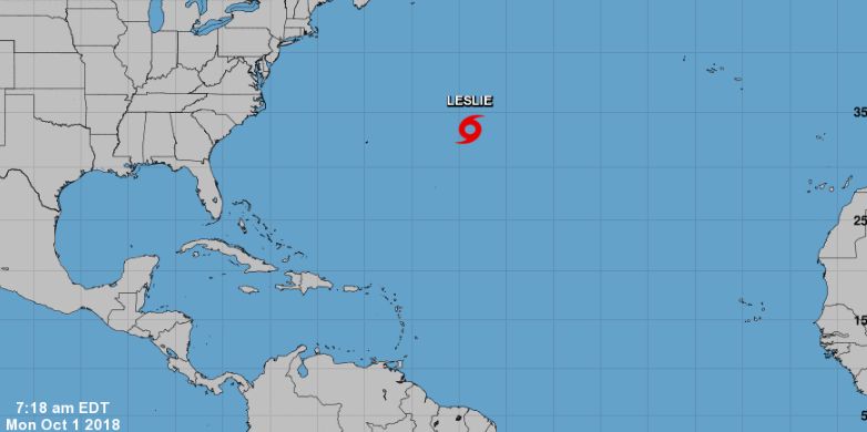 tropical storm leslie in atlantic