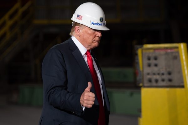 President Donald Trump tours US Steel's Granite City Works steel mill in Granite City