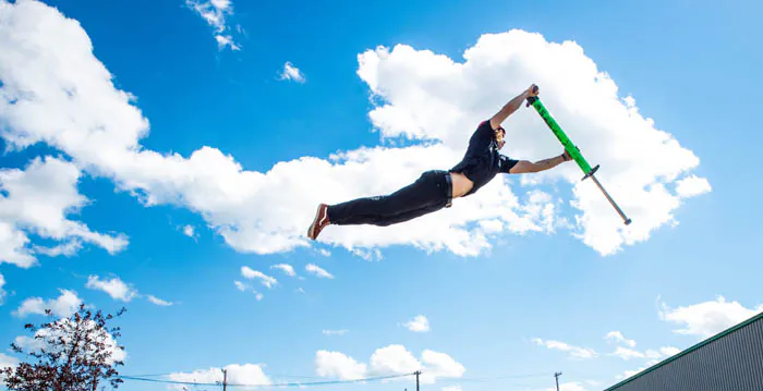 Daniel Mahoney performs a trick known as a Superman at a pogo show in Saskatoon, Canada. (Courtesy of Daniel Mahoney)