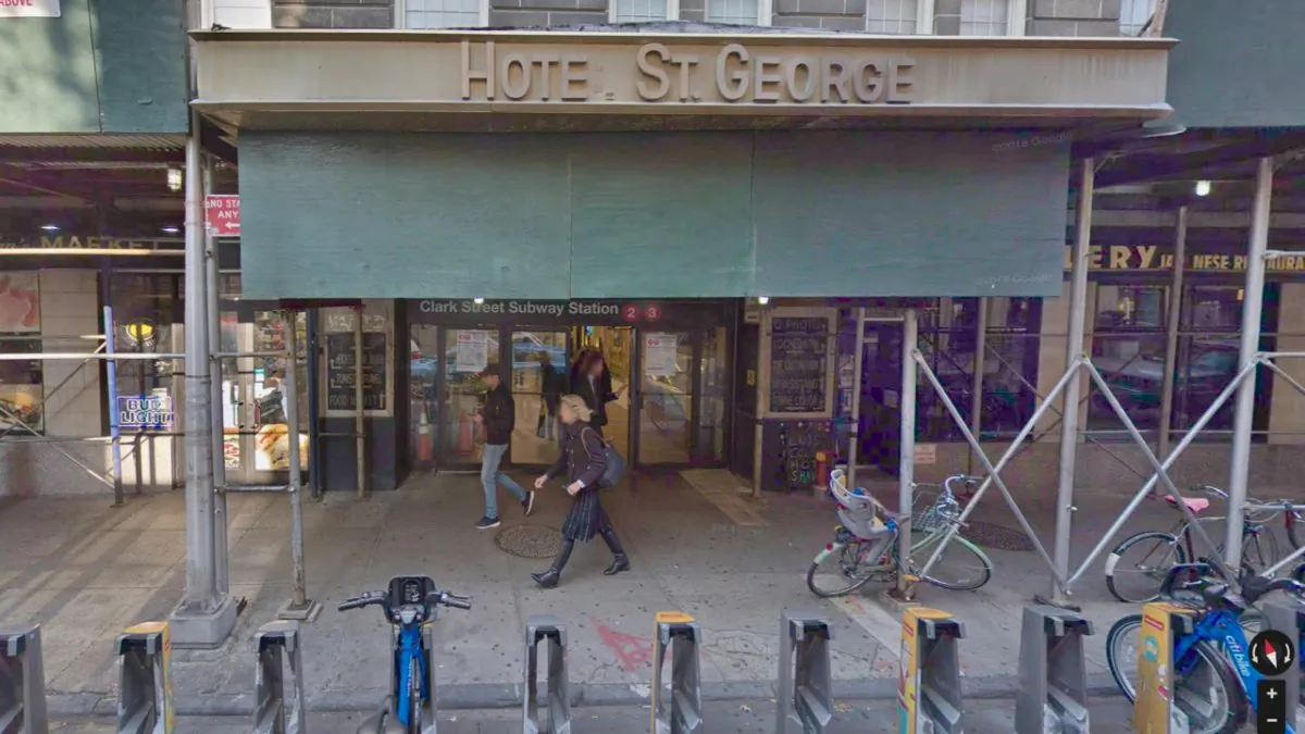 The Clark Street Subway Station in Brooklyn, New York, where 17 people were stuck in an elevator. (Screenshot via Google Maps)
