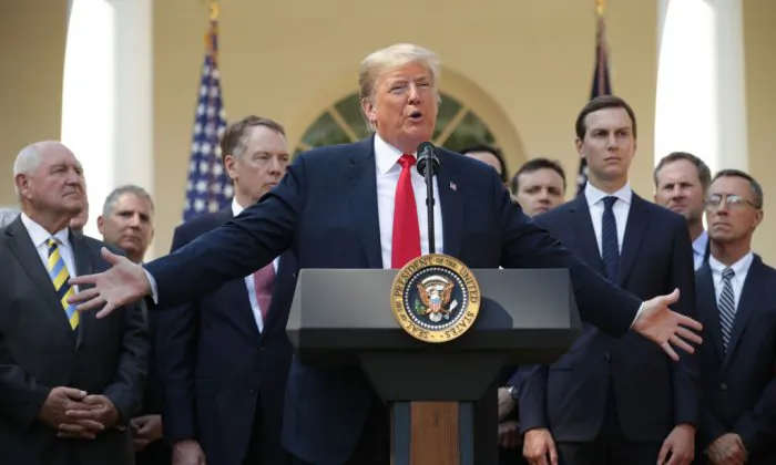 U.S. President Donald Trump speaks during a press conference to discuss a revised U.S. trade agreement with Mexico and Canada in the Rose Garden of the White House in Washington, D.C., on Oct. 1, 2018. (Chip Somodevilla/Getty Images)