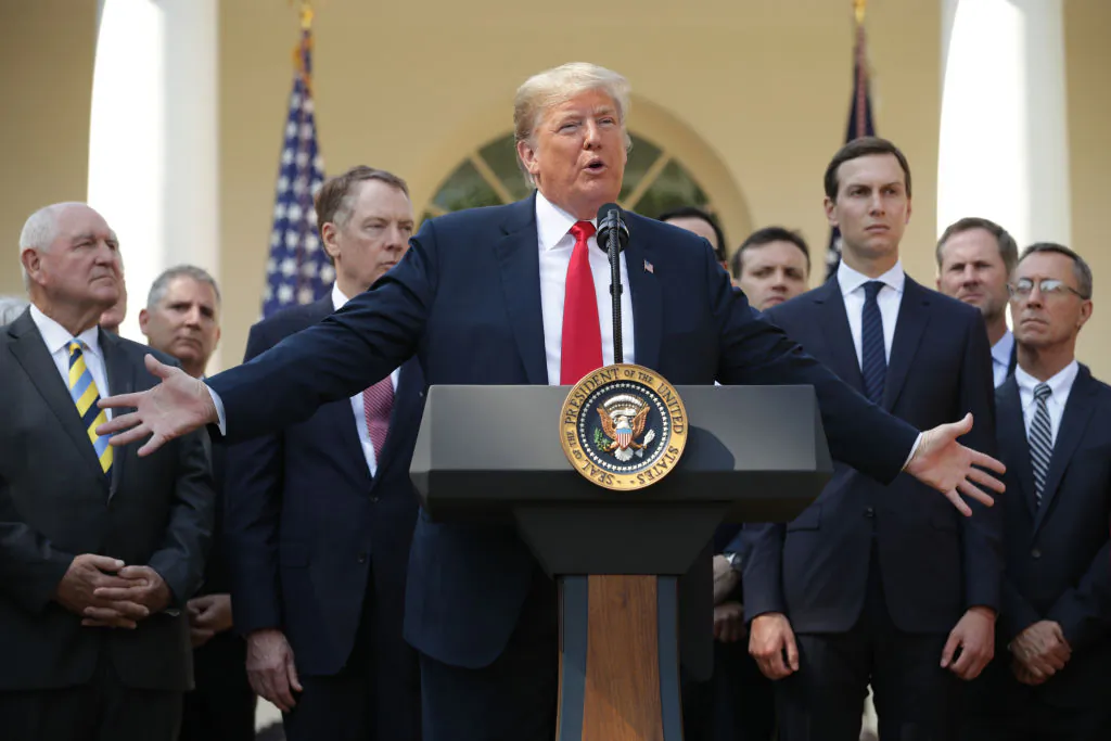 U.S. President Donald Trump speaks during a press conference to discuss a revised U.S. trade agreement with Mexico and Canada in the Rose Garden of the White House in Washington, D.C., on Oct. 1, 2018. (Chip Somodevilla/Getty Images)