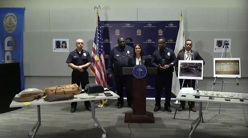 LAPD officials at a press conference