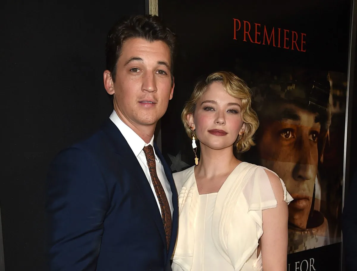 Actors Miles Teller (L) and Haley Bennett arrive at the premiere of DreamWorks Pictures and Universal Pictures' "Thank You For Your Service" at the Regal LA Live Stadium 14 Theatres in Los Angeles, Calif. on Oct. 23, 2017.  (Kevin Winter/Getty Images)