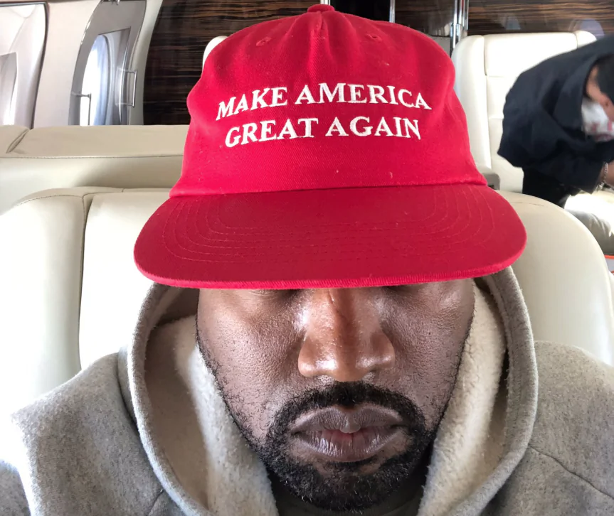 An image posted by artist Kanye West of himself on his Twitter profile on Sept. 30, a day after he gave a speech following his appearance on SNL. "this represents good and America becoming whole again," West wrote, in part, along with the image. (Twitter)