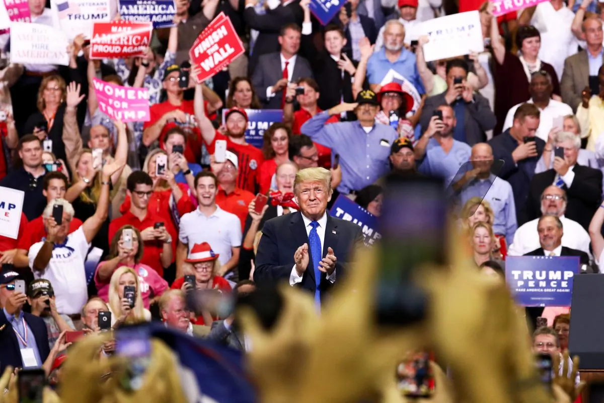 President Donald Trump at a Make America Great Again rally in Southaven, Miss., on Oct. 2, 2018. (Charlotte Cuthbertson/The Epoch Times)