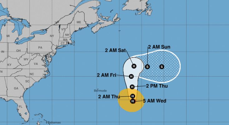 hurricane leslie in atlantic ocean