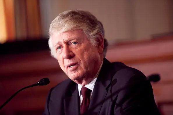Journalist Ted Koppel speaks in a 2009 file photo. In an appearance at the National Press Club, Koppel said news agencies and networks benefit financially from wall-to-wall coverage of President Donald Trump, in Washington, on Oct. 1, 2018. (Photo by Brendan Hoffman/Getty Images)