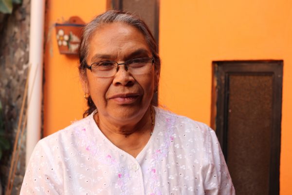 Claudia Urbán, a firework shop owner, outside her home in Tultepec, Mexico.