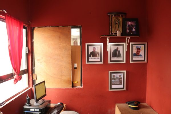 A small shrine on Oct. 1, 2018 at the main fire station in Tultepec, Mexico.