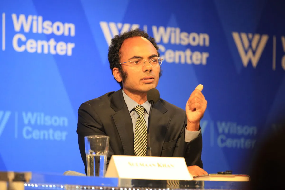 Author Sulmaan Khan at the Woodrow Wilson International Center for Scholars in Washington, D.C. on Sept. 24, 2018. (The Epoch Times)