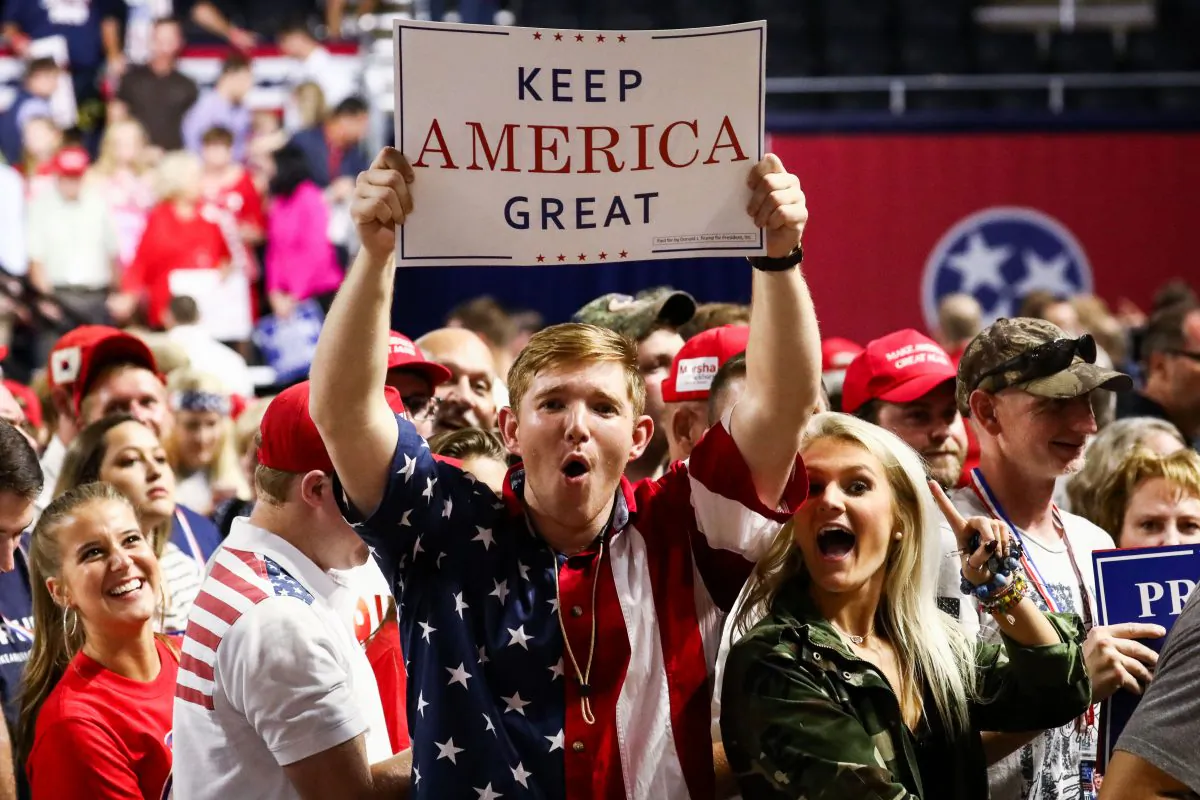 Attendees at a Make America Great Again rally in Johnson City, Tenn., on Oct. 1, 2018. (Charlotte Cuthbertson/The Epoch Times)