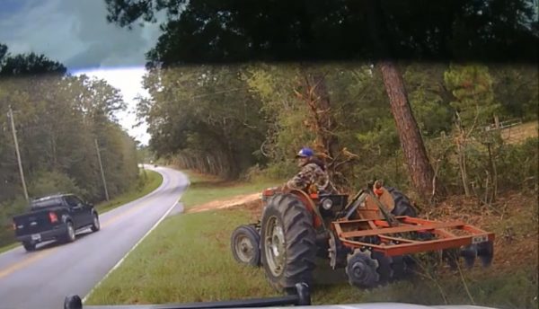 a suspect on a stolen tractor