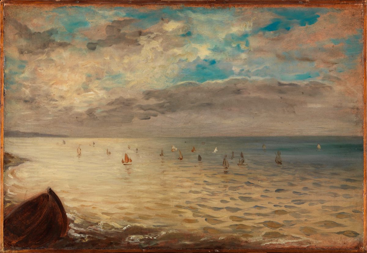 “The Sea at Dieppe,” 1852, by Eugène Delacroix (French, 1798–1863). Oil on cardboard, laid down on wood. 13 3/4 inches by 20 1/16 inches. Musée du Louvre, Paris, Bequest of Marcel Beurdeley, 1979. (Musée du Louvre, Dist. RMN-Grand Palais / Philippe Fuzeau / Art Resource, NY)