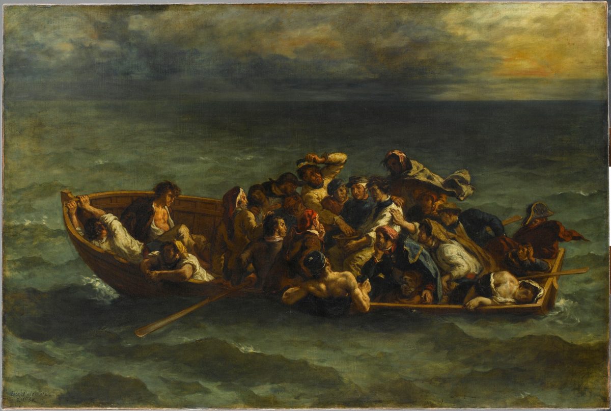 “The Shipwreck of Don Juan,” 1840, by Eugène Delacroix (French, 1798–1863). Oil on canvas. 53 1/8 inches by 77 3/16 inches. Gerard Blot. Musée du Louvre, Paris, Gift of Adolphe Moreau, 1883. (Art Resource, NY. / Gerard Blot)